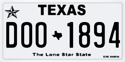 TX license plate DOO1894