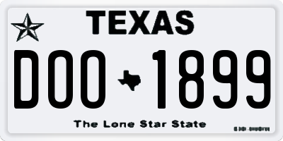 TX license plate DOO1899