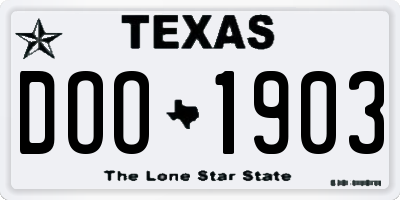 TX license plate DOO1903