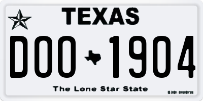 TX license plate DOO1904