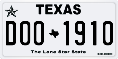TX license plate DOO1910