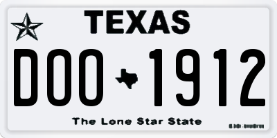 TX license plate DOO1912