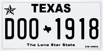 TX license plate DOO1918