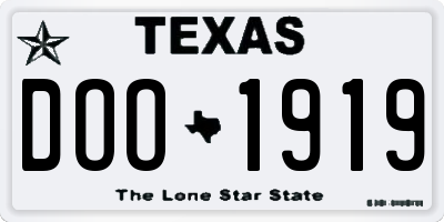 TX license plate DOO1919
