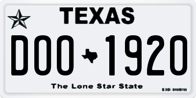 TX license plate DOO1920
