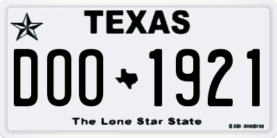 TX license plate DOO1921