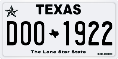 TX license plate DOO1922