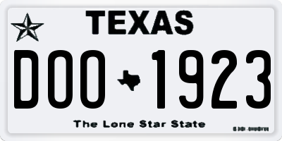TX license plate DOO1923