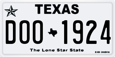 TX license plate DOO1924