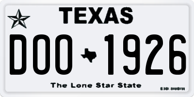 TX license plate DOO1926