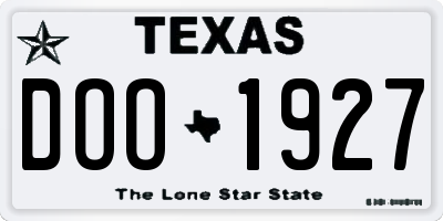 TX license plate DOO1927