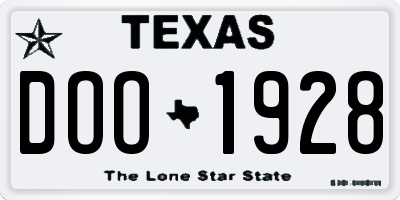 TX license plate DOO1928