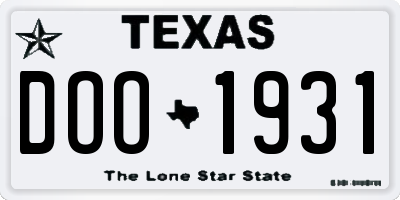 TX license plate DOO1931