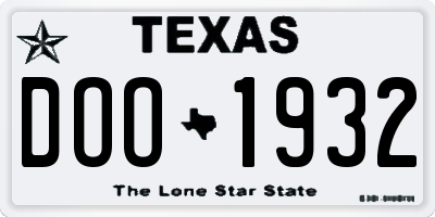 TX license plate DOO1932