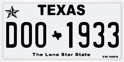 TX license plate DOO1933