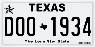 TX license plate DOO1934