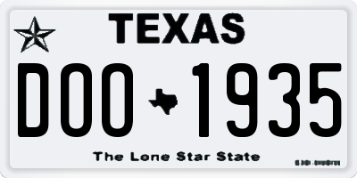 TX license plate DOO1935