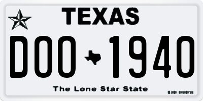 TX license plate DOO1940