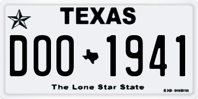 TX license plate DOO1941