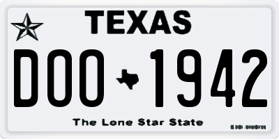 TX license plate DOO1942