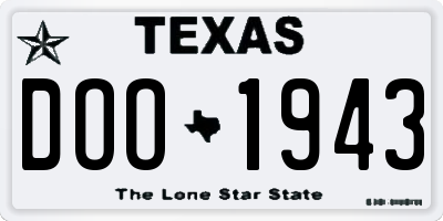 TX license plate DOO1943