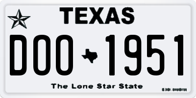 TX license plate DOO1951