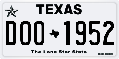 TX license plate DOO1952
