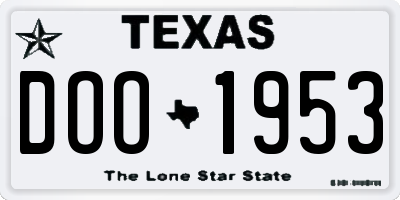 TX license plate DOO1953