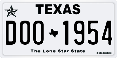 TX license plate DOO1954