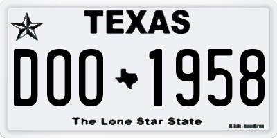 TX license plate DOO1958