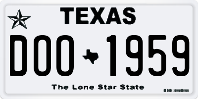 TX license plate DOO1959