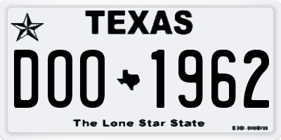 TX license plate DOO1962