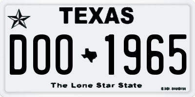 TX license plate DOO1965