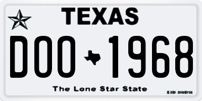 TX license plate DOO1968