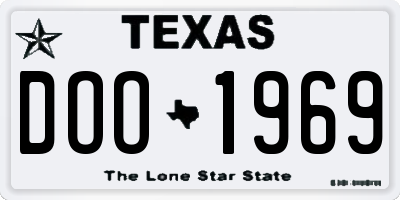 TX license plate DOO1969