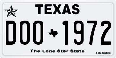 TX license plate DOO1972