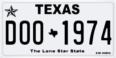 TX license plate DOO1974