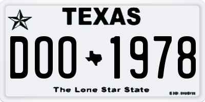 TX license plate DOO1978