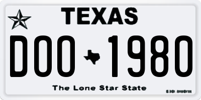 TX license plate DOO1980