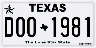 TX license plate DOO1981
