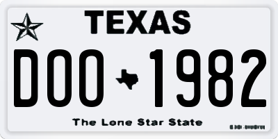 TX license plate DOO1982