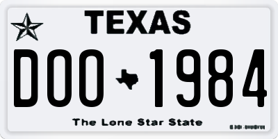 TX license plate DOO1984
