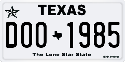 TX license plate DOO1985