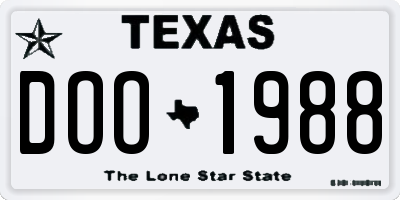 TX license plate DOO1988