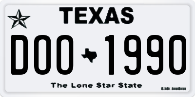 TX license plate DOO1990