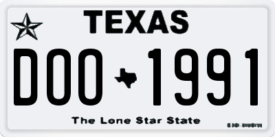 TX license plate DOO1991