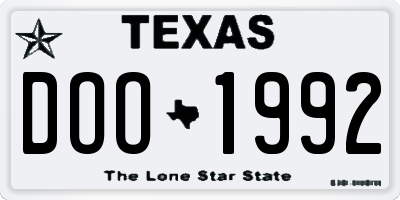 TX license plate DOO1992