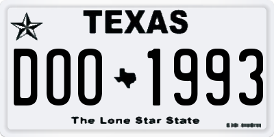 TX license plate DOO1993