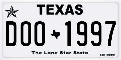 TX license plate DOO1997