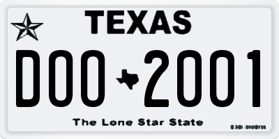 TX license plate DOO2001